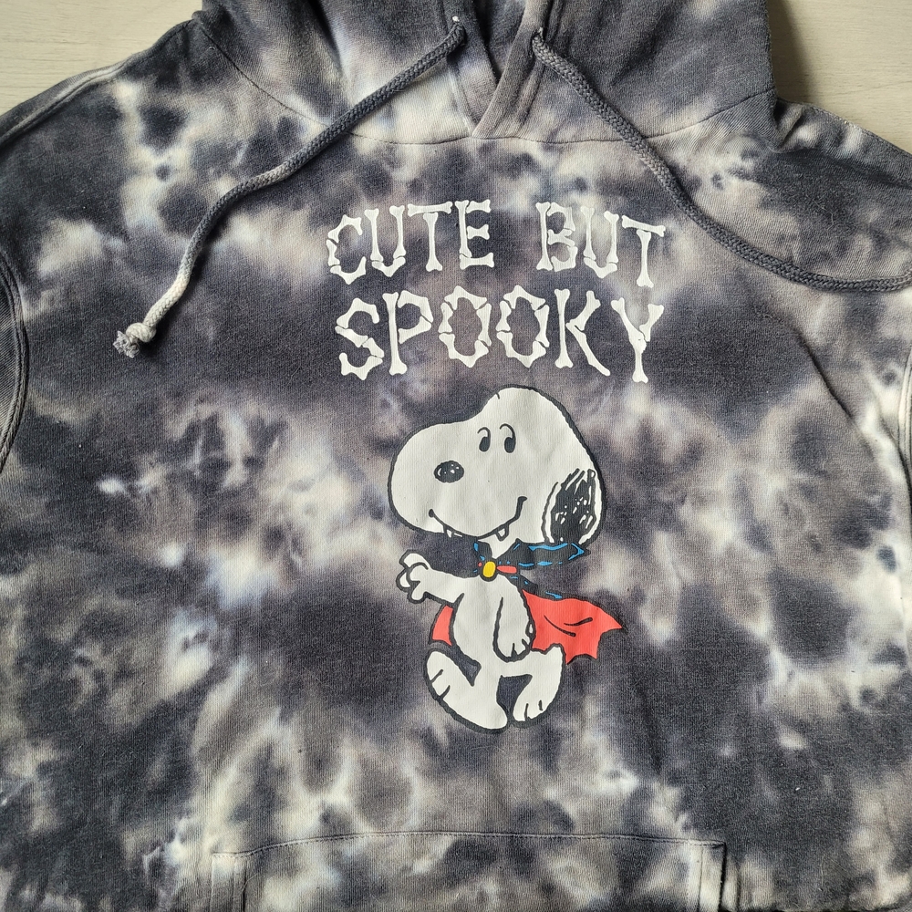 Vampire Snoopy Gray and White Tie-Dye 'Cute But Spooky' Hoodie